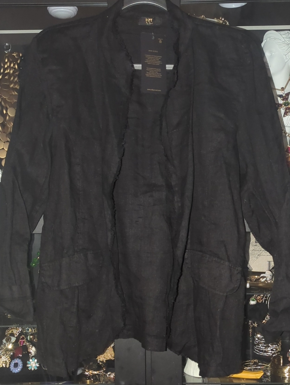 Black Lightweight Open Front Jacket